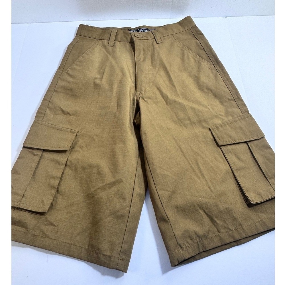 Old Skool Kids Cargo Shorts Size 8 Brown Ripstop Multi Pocket Casual Utility
